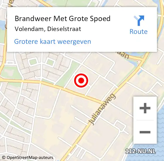 Locatie op kaart van de 112 melding: Brandweer Met Grote Spoed Naar Volendam, Dieselstraat op 31 maart 2021 21:00