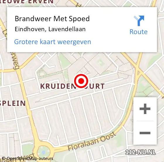 Locatie op kaart van de 112 melding: Brandweer Met Spoed Naar Eindhoven, Lavendellaan op 31 maart 2021 21:17