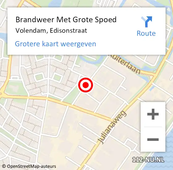 Locatie op kaart van de 112 melding: Brandweer Met Grote Spoed Naar Volendam, Edisonstraat op 31 maart 2021 21:26