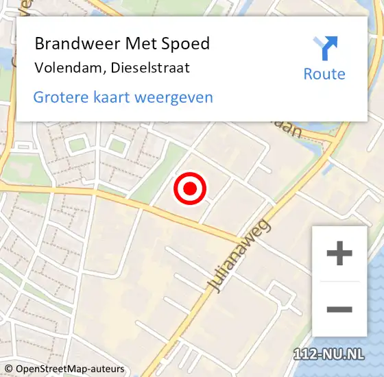 Locatie op kaart van de 112 melding: Brandweer Met Spoed Naar Volendam, Dieselstraat op 31 maart 2021 21:47