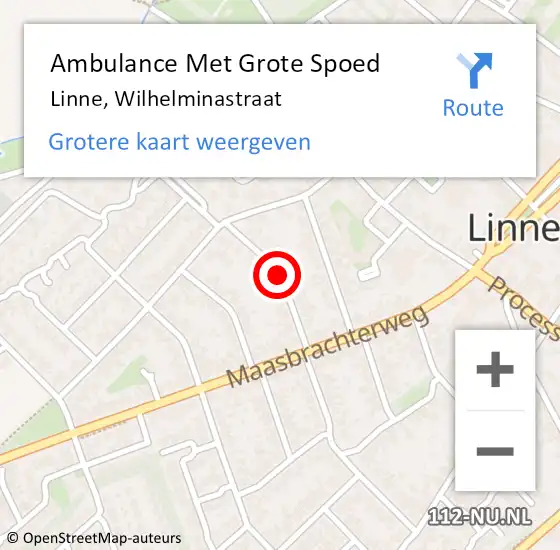 Locatie op kaart van de 112 melding: Ambulance Met Grote Spoed Naar Linne, Wilhelminastraat op 31 maart 2021 21:58