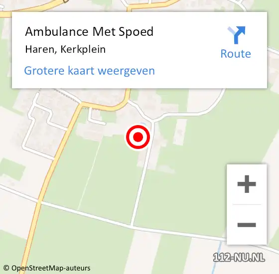 Locatie op kaart van de 112 melding: Ambulance Met Spoed Naar Haren, Kerkplein op 6 juni 2014 15:11