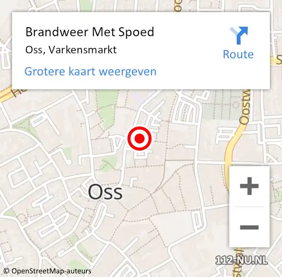 Locatie op kaart van de 112 melding: Brandweer Met Spoed Naar Oss, Varkensmarkt op 1 april 2021 06:34