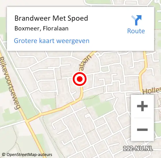 Locatie op kaart van de 112 melding: Brandweer Met Spoed Naar Boxmeer, Floralaan op 1 april 2021 08:01