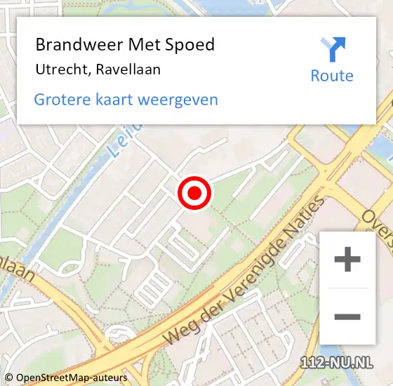 Locatie op kaart van de 112 melding: Brandweer Met Spoed Naar Utrecht, Ravellaan op 1 april 2021 10:09