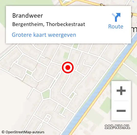 Locatie op kaart van de 112 melding: Brandweer Bergentheim, Thorbeckestraat op 1 april 2021 10:10