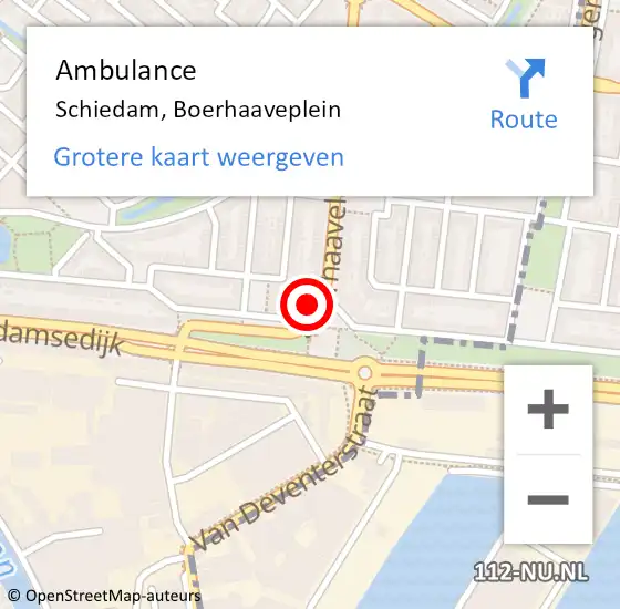Locatie op kaart van de 112 melding: Ambulance Schiedam, Boerhaaveplein op 1 april 2021 11:32