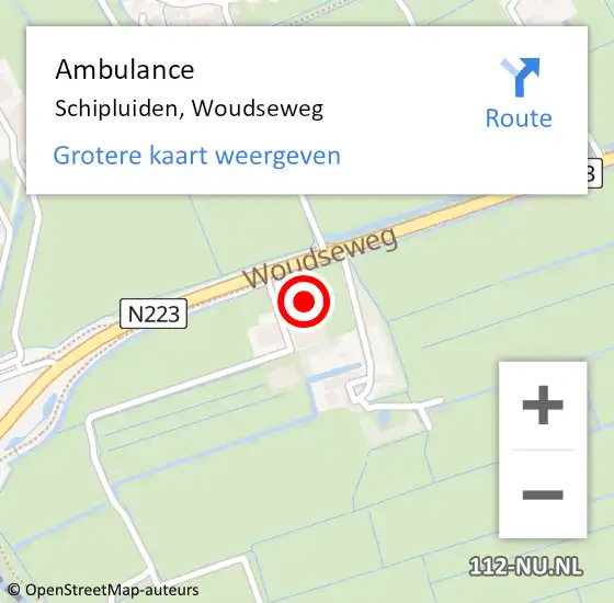 Locatie op kaart van de 112 melding: Ambulance Schipluiden, Woudseweg op 4 oktober 2013 09:53