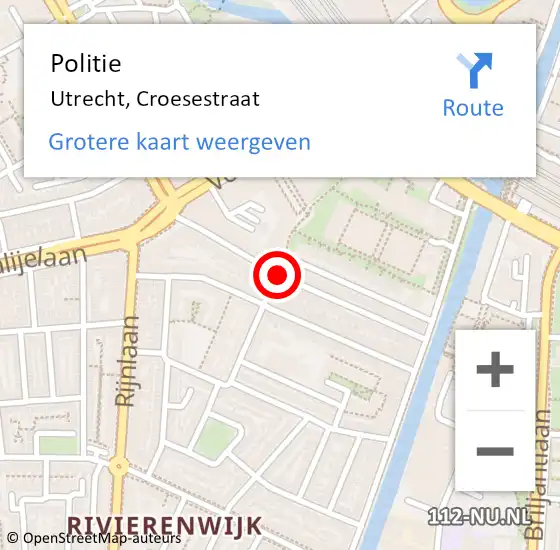 Locatie op kaart van de 112 melding: Politie Utrecht, Croesestraat op 1 april 2021 14:44