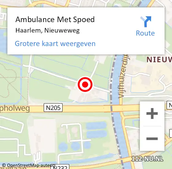 Locatie op kaart van de 112 melding: Ambulance Met Spoed Naar Haarlem, Nieuweweg op 1 april 2021 14:59