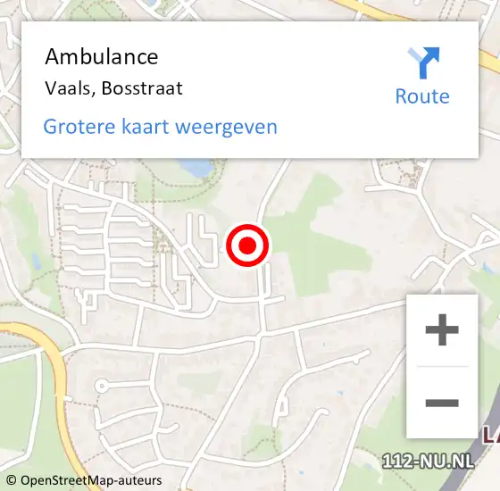 Locatie op kaart van de 112 melding: Ambulance Vaals, Bosstraat op 6 juni 2014 16:01