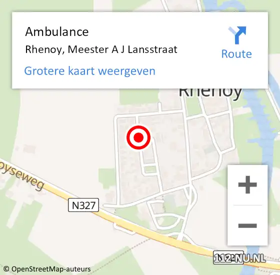 Locatie op kaart van de 112 melding: Ambulance Rhenoy, Meester A J Lansstraat op 1 april 2021 15:01