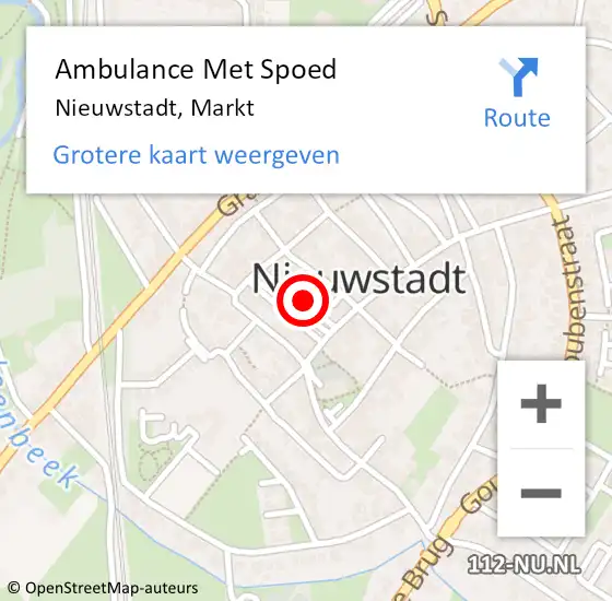 Locatie op kaart van de 112 melding: Ambulance Met Spoed Naar Nieuwstadt, Markt op 1 april 2021 15:17