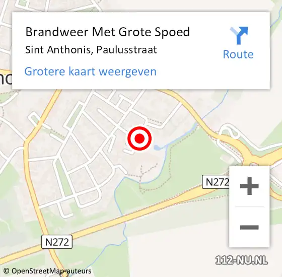 Locatie op kaart van de 112 melding: Brandweer Met Grote Spoed Naar Sint Anthonis, Paulusstraat op 1 april 2021 15:44