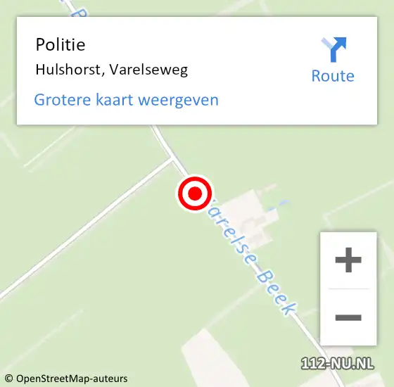 Locatie op kaart van de 112 melding: Politie Hulshorst, Varelseweg op 1 april 2021 15:47