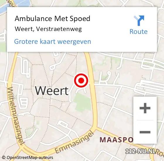 Locatie op kaart van de 112 melding: Ambulance Met Spoed Naar Weert, Verstraetenweg op 1 april 2021 15:50