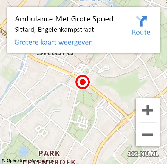 Locatie op kaart van de 112 melding: Ambulance Met Grote Spoed Naar Sittard, Engelenkampstraat op 1 april 2021 17:39