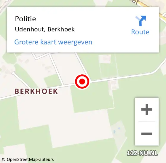 Locatie op kaart van de 112 melding: Politie Udenhout, Berkhoek op 1 april 2021 18:18