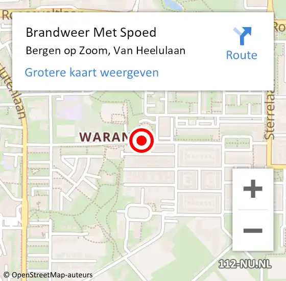 Locatie op kaart van de 112 melding: Brandweer Met Spoed Naar Bergen op Zoom, Van Heelulaan op 1 april 2021 21:20