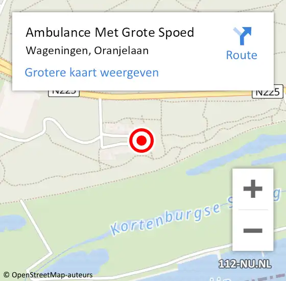 Locatie op kaart van de 112 melding: Ambulance Met Grote Spoed Naar Wageningen, Oranjelaan op 1 april 2021 21:55