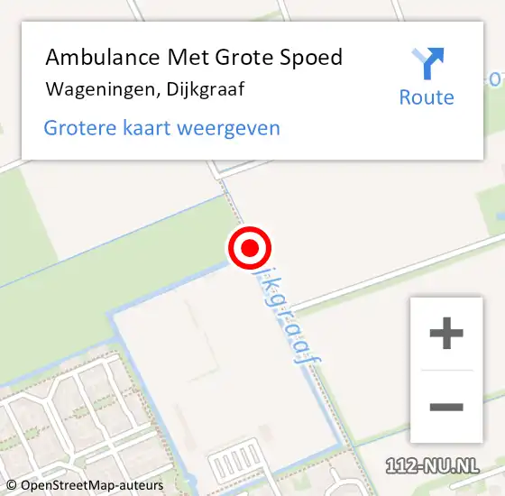 Locatie op kaart van de 112 melding: Ambulance Met Grote Spoed Naar Wageningen, Dijkgraaf op 1 april 2021 23:27