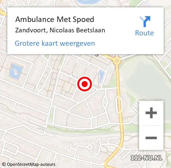 Locatie op kaart van de 112 melding: Ambulance Met Spoed Naar Zandvoort, Nicolaas Beetslaan op 2 april 2021 00:11