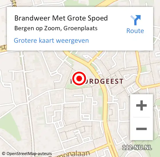 Locatie op kaart van de 112 melding: Brandweer Met Grote Spoed Naar Bergen op Zoom, Groenplaats op 2 april 2021 02:10