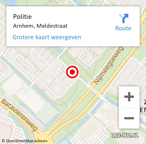 Locatie op kaart van de 112 melding: Politie Arnhem, Meldestraat op 2 april 2021 02:41