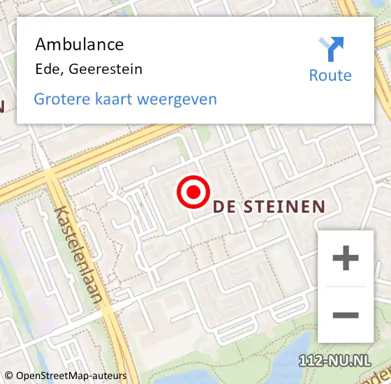 Locatie op kaart van de 112 melding: Ambulance Ede, Geerestein op 2 april 2021 08:12