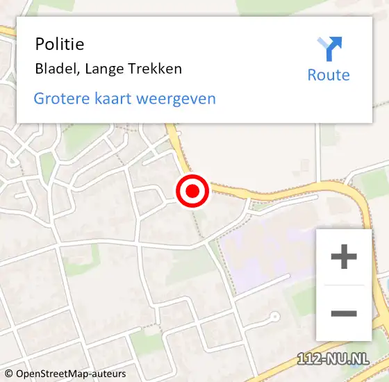 Locatie op kaart van de 112 melding: Politie Bladel, Lange Trekken op 2 april 2021 08:54