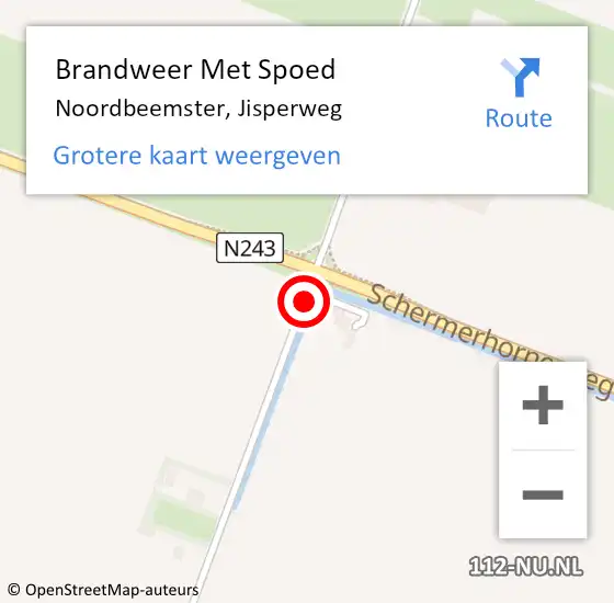 Locatie op kaart van de 112 melding: Brandweer Met Spoed Naar Noordbeemster, Jisperweg op 2 april 2021 09:23