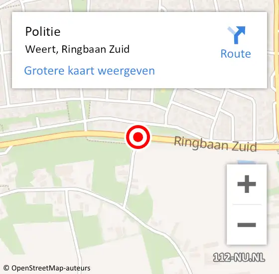 Locatie op kaart van de 112 melding: Politie Weert, Ringbaan Zuid op 2 april 2021 09:53