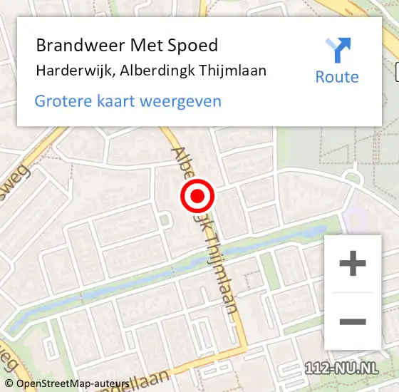 Locatie op kaart van de 112 melding: Brandweer Met Spoed Naar Harderwijk, Alberdingk Thijmlaan op 2 april 2021 10:03