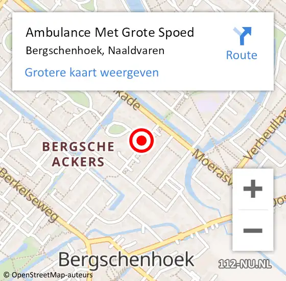 Locatie op kaart van de 112 melding: Ambulance Met Grote Spoed Naar Bergschenhoek, Naaldvaren op 2 april 2021 11:56