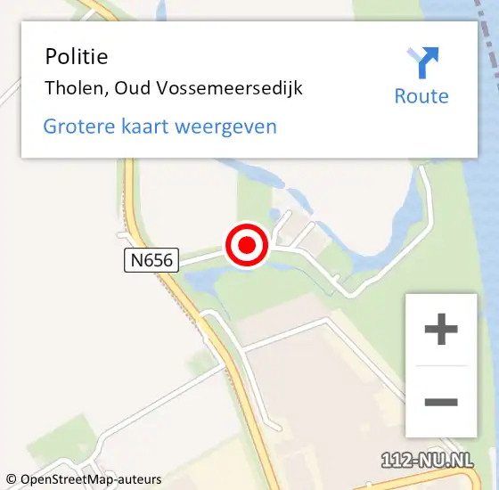 Locatie op kaart van de 112 melding: Politie Tholen, Oud Vossemeersedijk op 2 april 2021 12:52