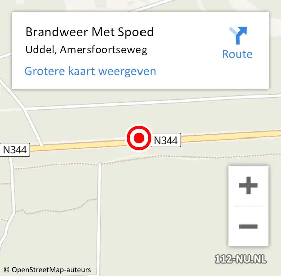 Locatie op kaart van de 112 melding: Brandweer Met Spoed Naar Uddel, Amersfoortseweg op 2 april 2021 12:58