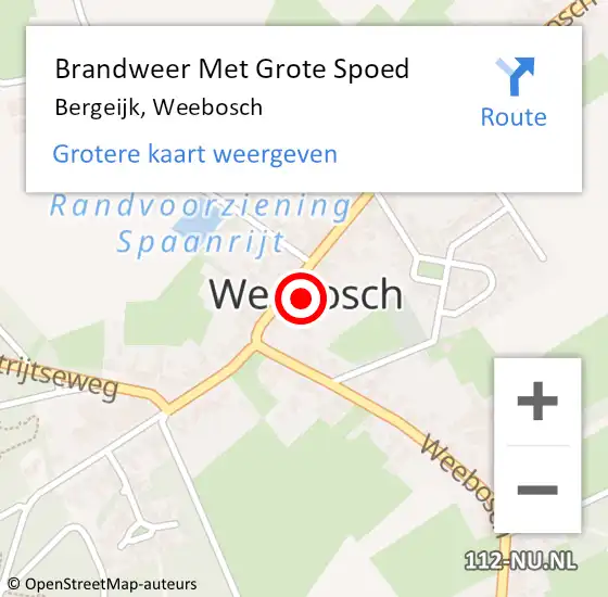 Locatie op kaart van de 112 melding: Brandweer Met Grote Spoed Naar Bergeijk, Weebosch op 2 april 2021 13:03