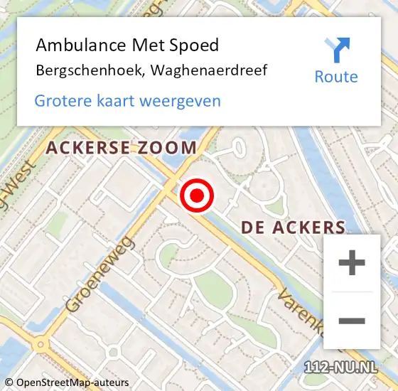 Locatie op kaart van de 112 melding: Ambulance Met Spoed Naar Bergschenhoek, Waghenaerdreef op 2 april 2021 13:30