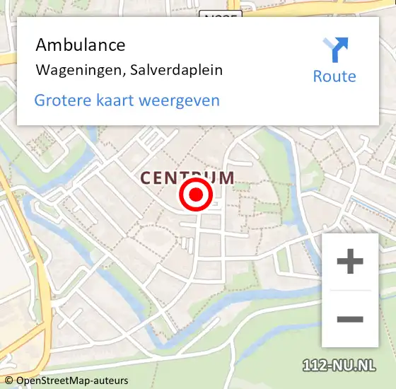 Locatie op kaart van de 112 melding: Ambulance Wageningen, Salverdaplein op 6 juni 2014 17:33