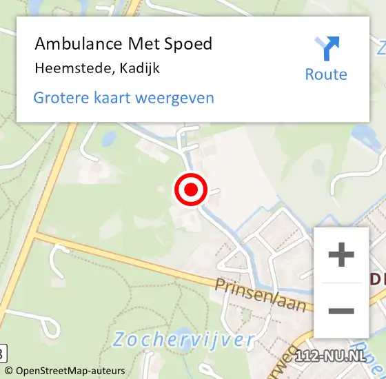 Locatie op kaart van de 112 melding: Ambulance Met Spoed Naar Heemstede, Kadijk op 2 april 2021 14:29