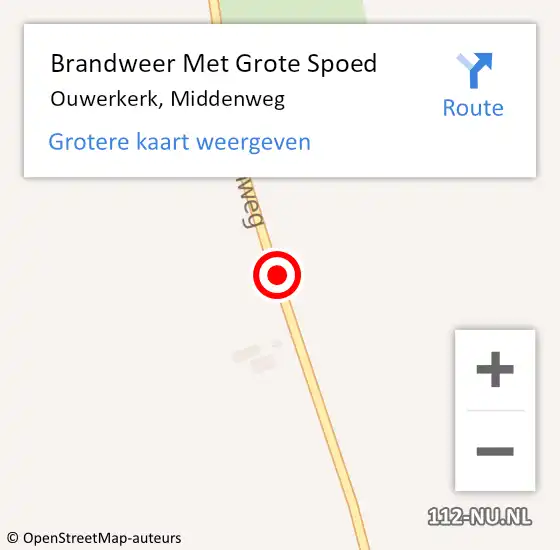 Locatie op kaart van de 112 melding: Brandweer Met Grote Spoed Naar Ouwerkerk, Middenweg op 2 april 2021 16:50