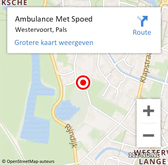 Locatie op kaart van de 112 melding: Ambulance Met Spoed Naar Westervoort, Pals op 2 april 2021 17:20