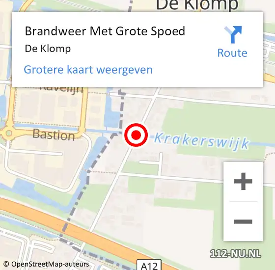 Locatie op kaart van de 112 melding: Brandweer Met Grote Spoed Naar De Klomp, Veenendaalseweg op 2 april 2021 17:32