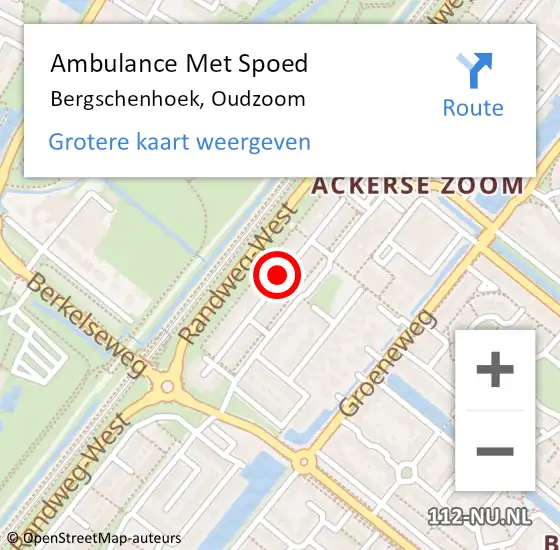 Locatie op kaart van de 112 melding: Ambulance Met Spoed Naar Bergschenhoek, Oudzoom op 2 april 2021 17:44