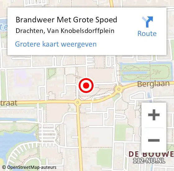 Locatie op kaart van de 112 melding: Brandweer Met Grote Spoed Naar Drachten, Van Knobelsdorffplein op 2 april 2021 17:53