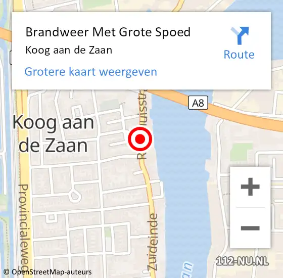 Locatie op kaart van de 112 melding: Brandweer Met Grote Spoed Naar Koog aan de Zaan op 2 april 2021 18:12