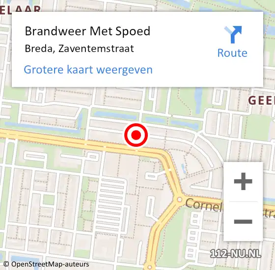 Locatie op kaart van de 112 melding: Brandweer Met Spoed Naar Breda, Zaventemstraat op 2 april 2021 18:33