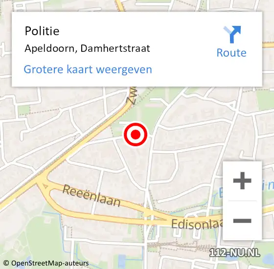 Locatie op kaart van de 112 melding: Politie Apeldoorn, Damhertstraat op 2 april 2021 18:42