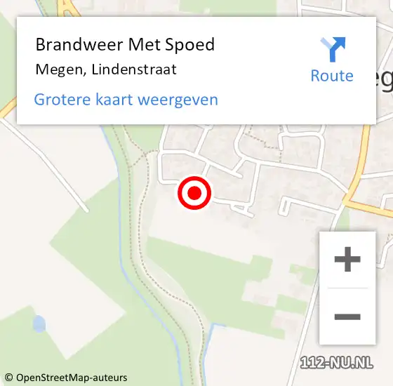 Locatie op kaart van de 112 melding: Brandweer Met Spoed Naar Megen, Lindenstraat op 2 april 2021 18:49