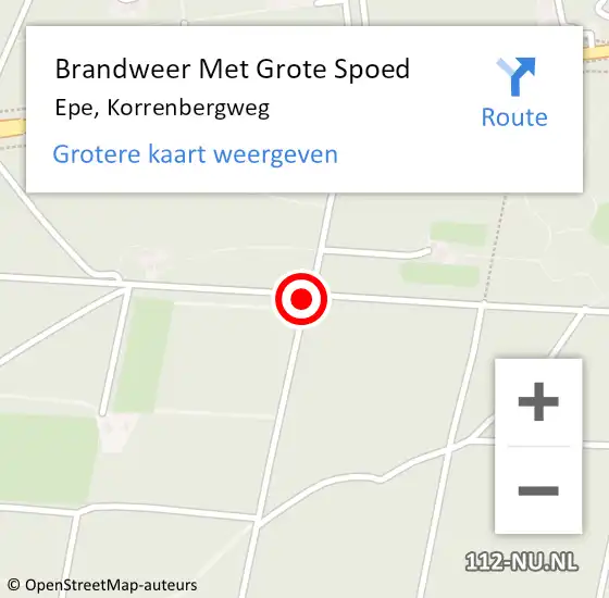 Locatie op kaart van de 112 melding: Brandweer Met Grote Spoed Naar Epe, Korrenbergweg op 2 april 2021 19:30